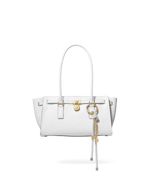 Michael Kors White Hamilton Small Shoulder Tote