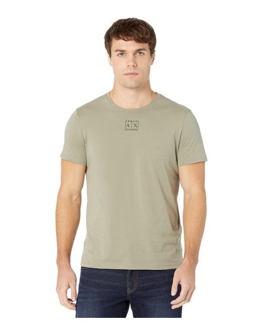 Emporio Armani Green A | X Armani Exchange Lines Logo Printed Slim Fit T-shirt for men