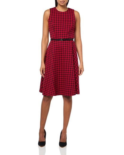 Tommy Hilfiger Women's Red Sleeveless Faux Leather Belt Fit And