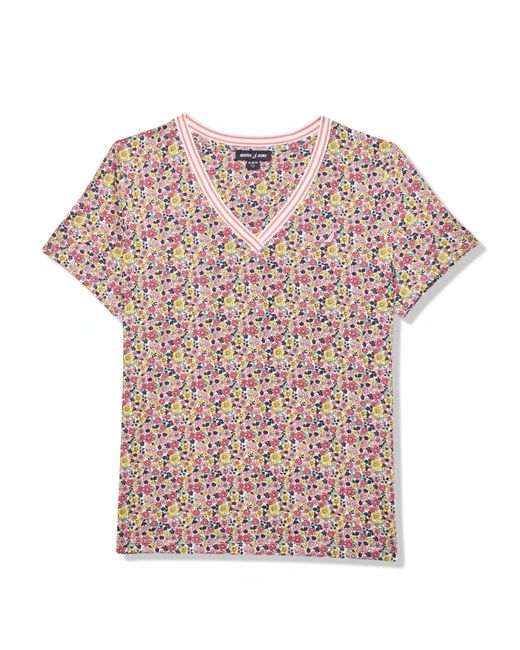 Nautica Pink Solid V-neck Short Sleeve T-shirt