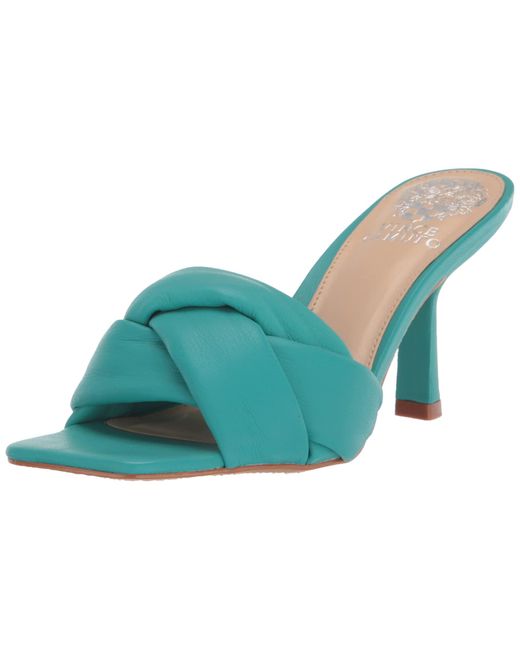 Vince Camuto Leather Joieana Puffy Strap Dress Mule Heeled Sandal in Blue | Lyst