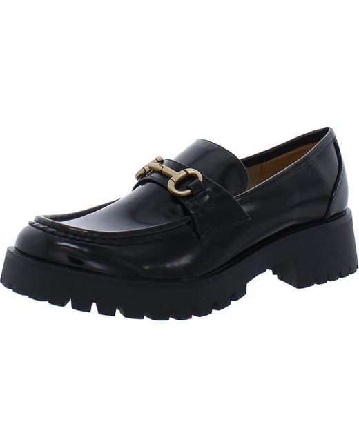 Nine West Black Allmy Round Toe Lug Sole Casual Loafers