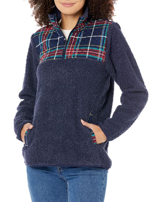 Vera Bradley Blue Zip Collar Fleece Pullover Sweatshirt With Pockets