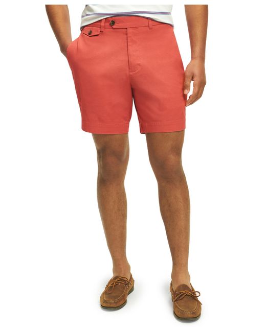 Brooks Brothers Red Regular Fit Stretch Supima Cotton Poplin Chino 7 Inch Inseam Shorts for men