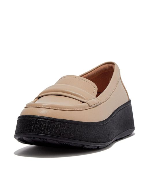 Fitflop Brown F-mode Padded-detail Leather Flatform Loafers