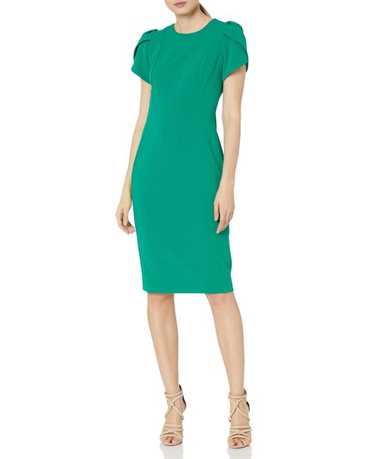 calvin klein tulip sleeve dress green