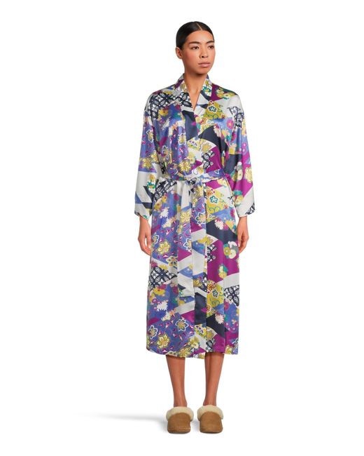 Natori Blue Deco-satin Robe