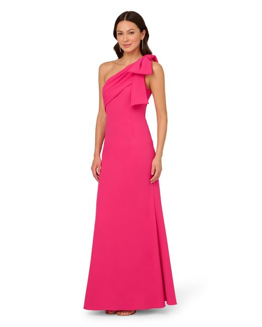Adrianna Papell Pink Stretch Crepe Long Dress