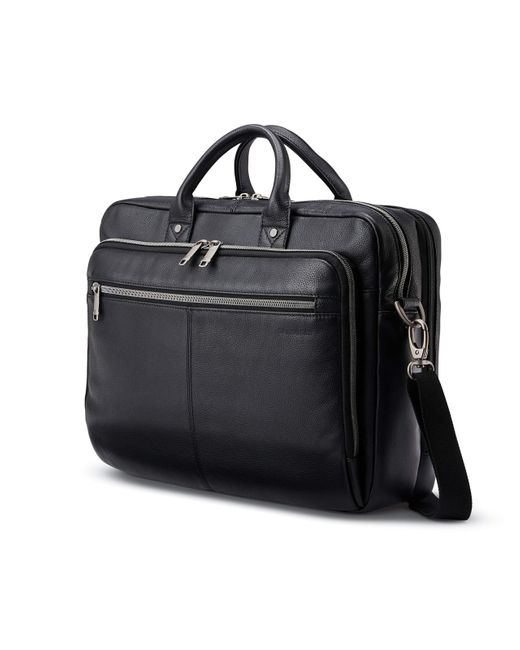 Samsonite Black Classic Leather Toploader Briefcase for men