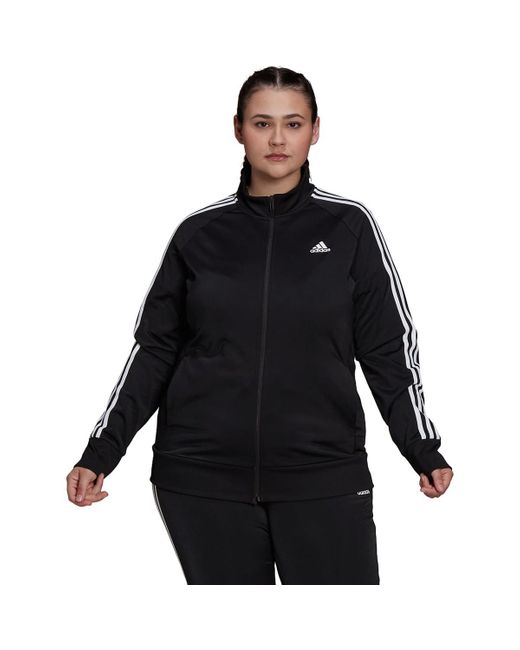 adidas Plus Size Essentials Warmup 3stripes Track Jacket Black 4x Lyst