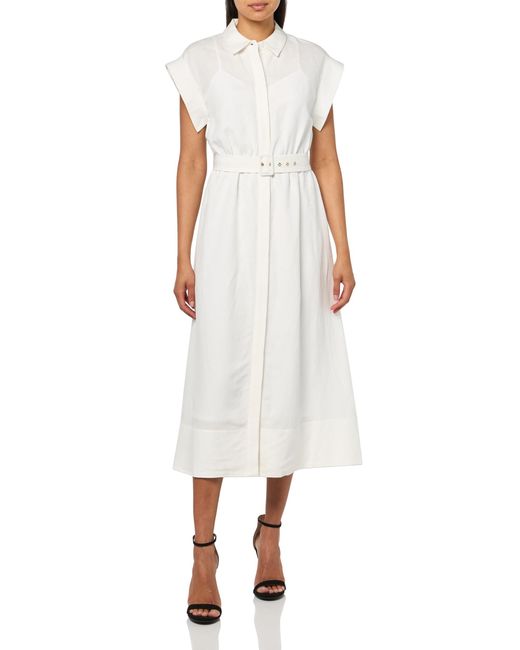 Anne Klein Drop Sleeve Shirt Dress Bright White