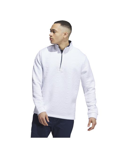 Adidas White Dwr Quarter Zip Pullover for men