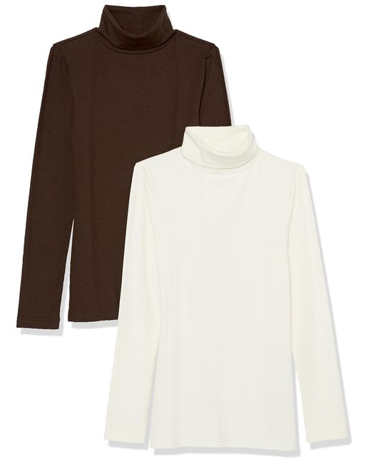 Amazon Essentials Brown Slim-fit Layering Long Sleeve Knit Rib Turtleneck Top