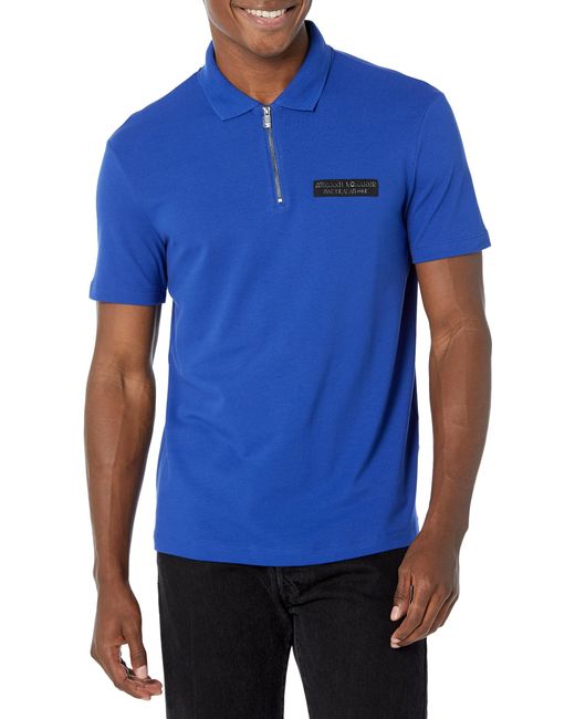 Emporio Armani Blue A | X Armani Exchange Regular Fit Stretch Cotton Piquet We Beat As One Limited Edition Capsule Polo for men