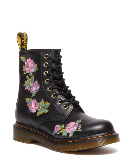 Dr. Martens Black 1460 Vonda Ii Embroidered Floral Boots