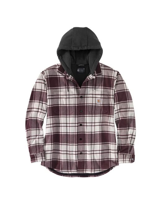 Carhartt Rugged Flex Relaxed Fit Flannel Fleece Lined Hooded Shirt Jac in Red for Men Lyst