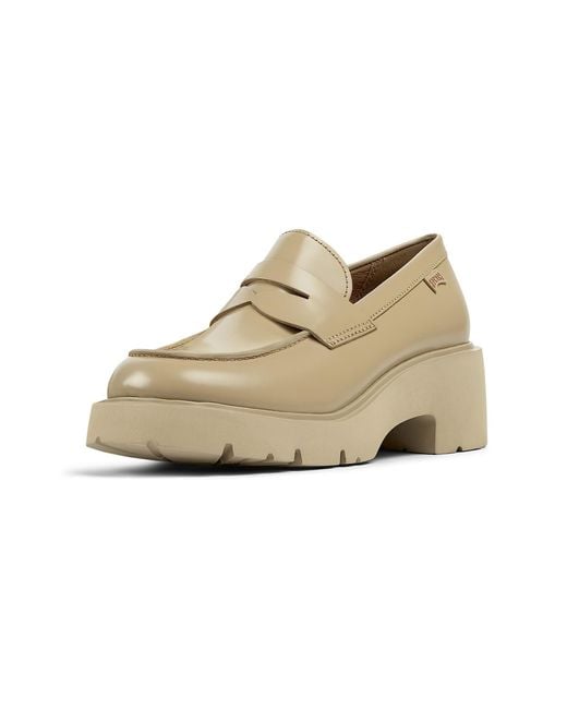 Camper Natural Ultra-comfortable Moccasin Ballerinas With Low Chunky