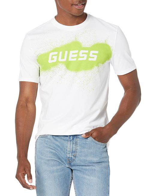 Guess White Sly Crew Neck Print T-shirt for men