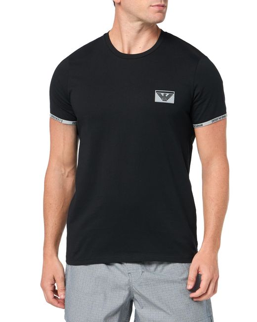 Emporio Armani Black Piping Logoband T-shirt for men