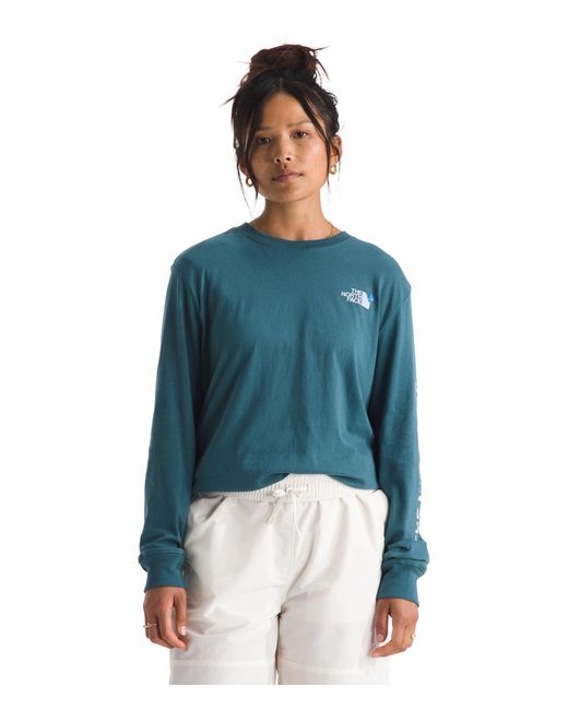The North Face Blue Evolution Butterfly Long-sleeve Tee | Regular Fit Cotton Shirt With Logo Graphic