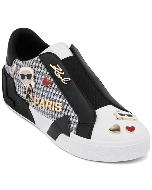 Karl Lagerfeld White Paris Mavise Slip On Sneaker With Pins Heeled Sandal