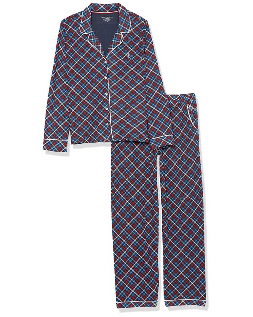 Tommy Hilfiger Blue Womens Long Sleeve Girlfriend Sleep Pj Pajama Set
