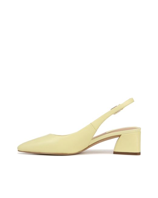 Franco Sarto Natural S Racer Slingback Low Block Heel Pointed Toe Pump Citron Yellow Leather 10 M