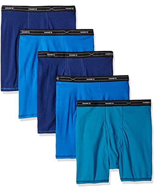 Lyst - Hanes 5-pack X-temp Comfort Cool Assorted Boxer Briefs in Blue ...