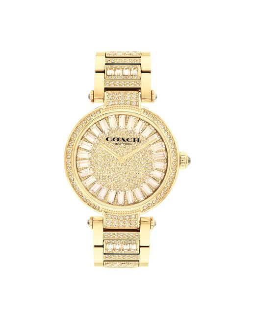 COACH Metallic 2h Quartz Bracelet Watch With Crystals On The Dial - Water Resistant 3 Atm/30 Meters - Gift For Her - Timeless