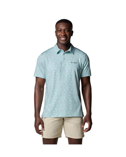Columbia Blue Super Slack Tide Ii Stretch Polo for men