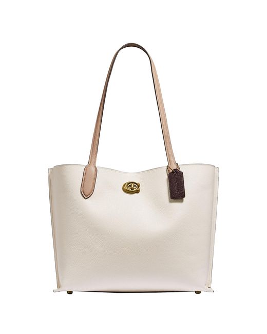 COACH Natural Colorblock Leather Willow Tote