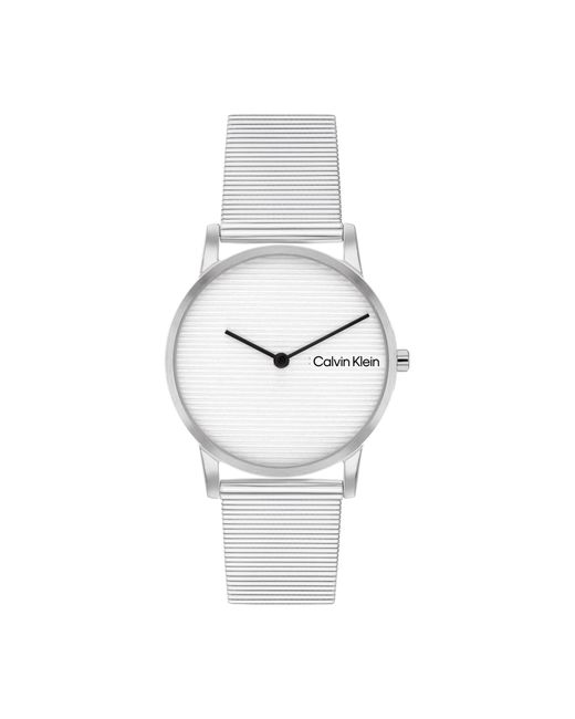 Calvin Klein White Stainless Steel Slim Case And Mesh Bracelet - Minimalistic Style - Premium Fashion Timepiece