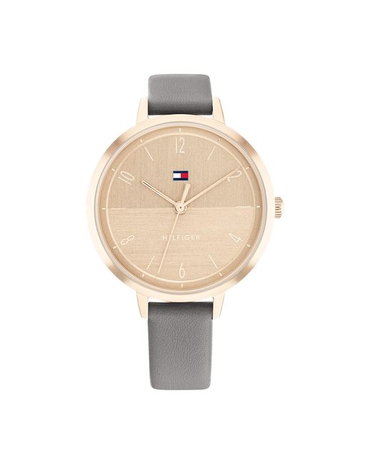 Tommy Hilfiger Quartz 1782619 Ionic Plated Carnation Gold Steel Case And  Leather Strap Watch in Natural | Lyst