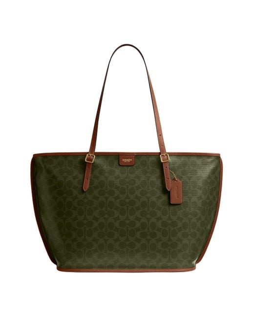 COACH Green Taxi Tote In Signature Canvas