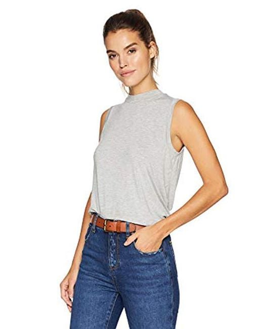 Download Lyst - Daily Ritual Jersey Sleeveless Boxy Mock-neck Shirt ...