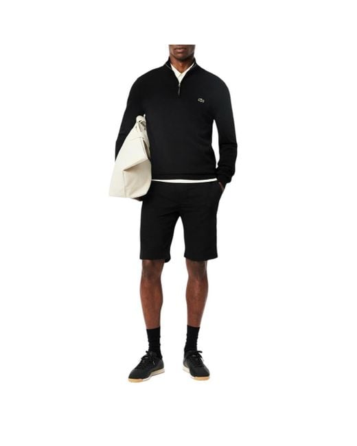 Lacoste Black Slim Fit Stretch Cotton Bermuda Shorts for men