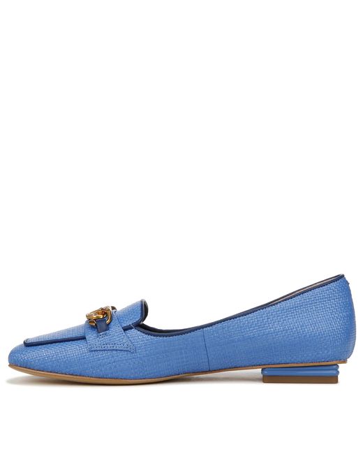 Franco Sarto S Tiari Slip On Square Toe Loafers Blue Woven Fabric 5 M