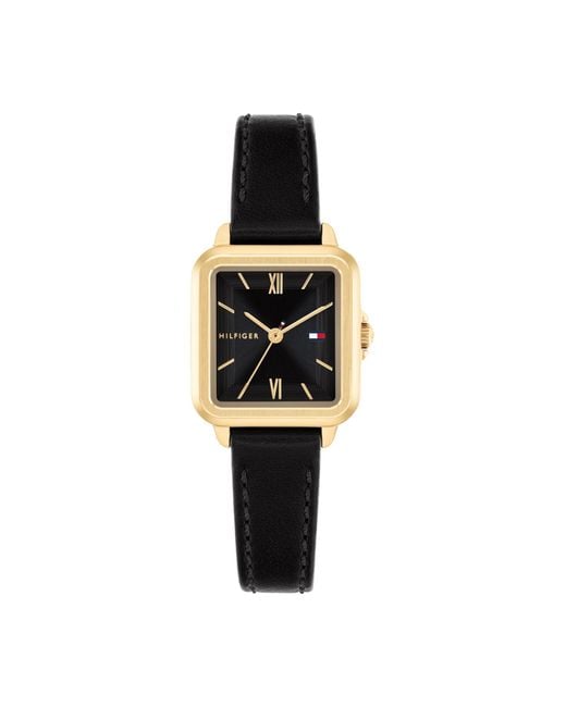 Tommy Hilfiger Black Quartz Watch – Mini 24mm Stainless Steel Tank