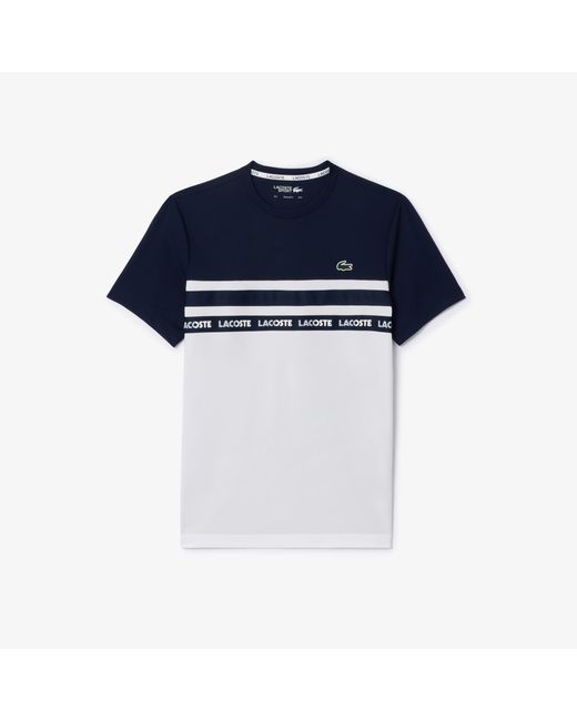 Lacoste Blue Short Sleeve Regular Fit Colorblocked Tennis Tee Shirt for men
