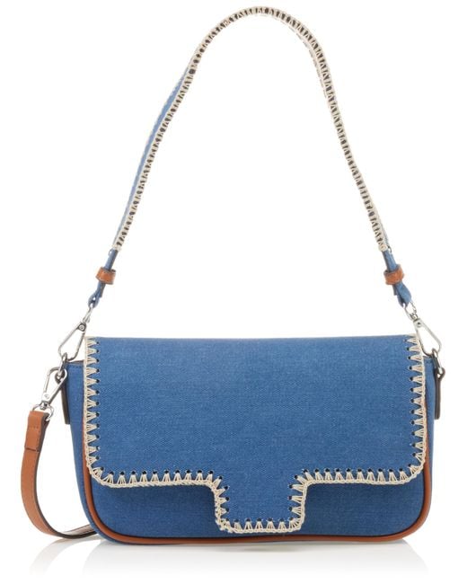 Dolce Vita Blue Ariel Shoulder Bag With Blanket Stitch Detail