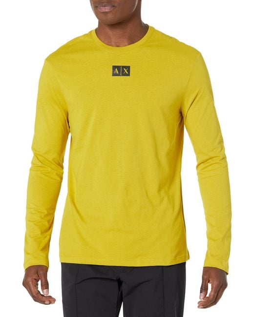 Emporio Armani Yellow A | X Armani Exchange Regular Fit Long Sleeve Crew Neck Logo Tee for men