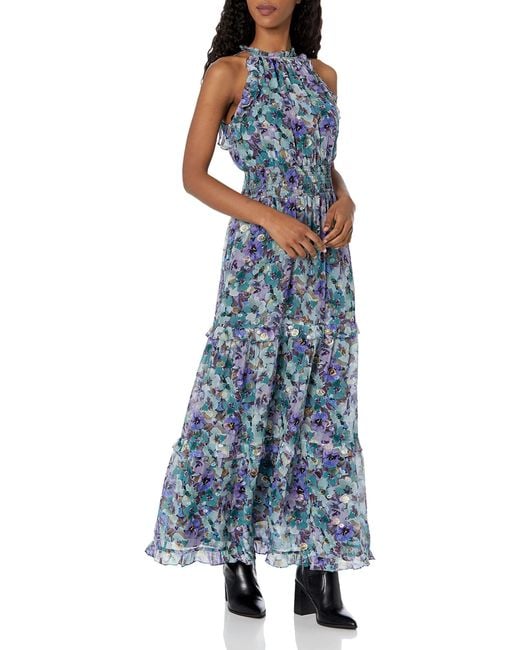 Shoshanna Blue Mikala Gemstone Floral Maxi Dress