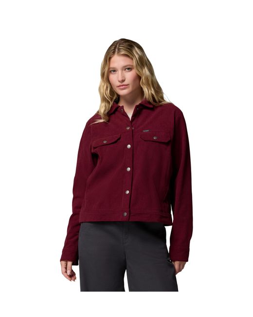 Columbia Red S Blue Point Creek Short Corduroy Shirt Jacket