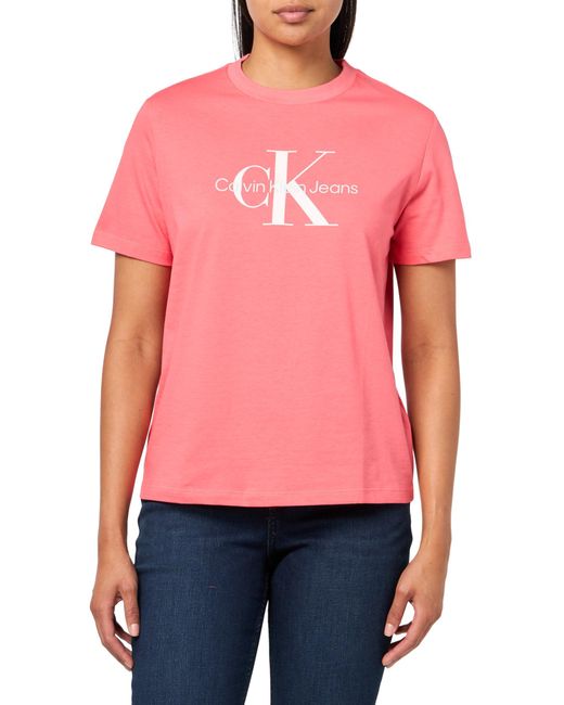 Calvin Klein Red Monogram Logo Crewneck T-shirt