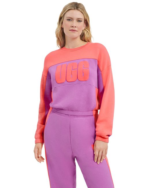 Ugg Pink Aryia Cropped Pullover Blocked Sweater