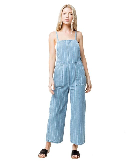 RVCA Womens Called It Denim Dungarees Jeans in Washed Stripe (Blue) - Save  72% - Lyst