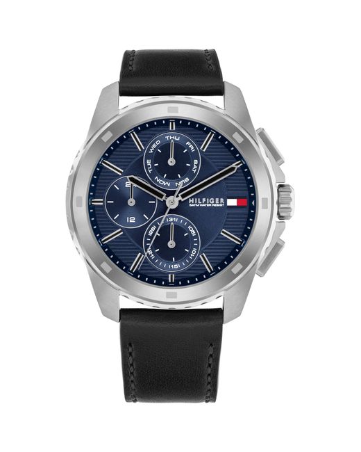 Tommy Hilfiger Blue Function Quartz Watch - Leather Strap Wristwatch For - Water Resistant Up To 5 Atm/50 Meters - Premium Fashion For Everyday for men
