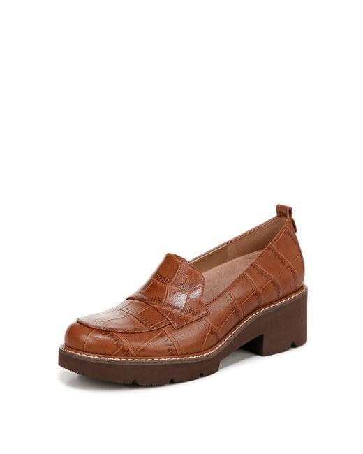 Naturalizer S Darry Lug Sole Loafer English Tea Brown Croco 10 W