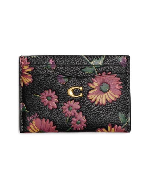 COACH Black Essential Floral Printed Leather Card Case