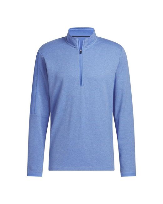 Adidas Blue Golf 3-stripes Quarter-zip Pullover for men